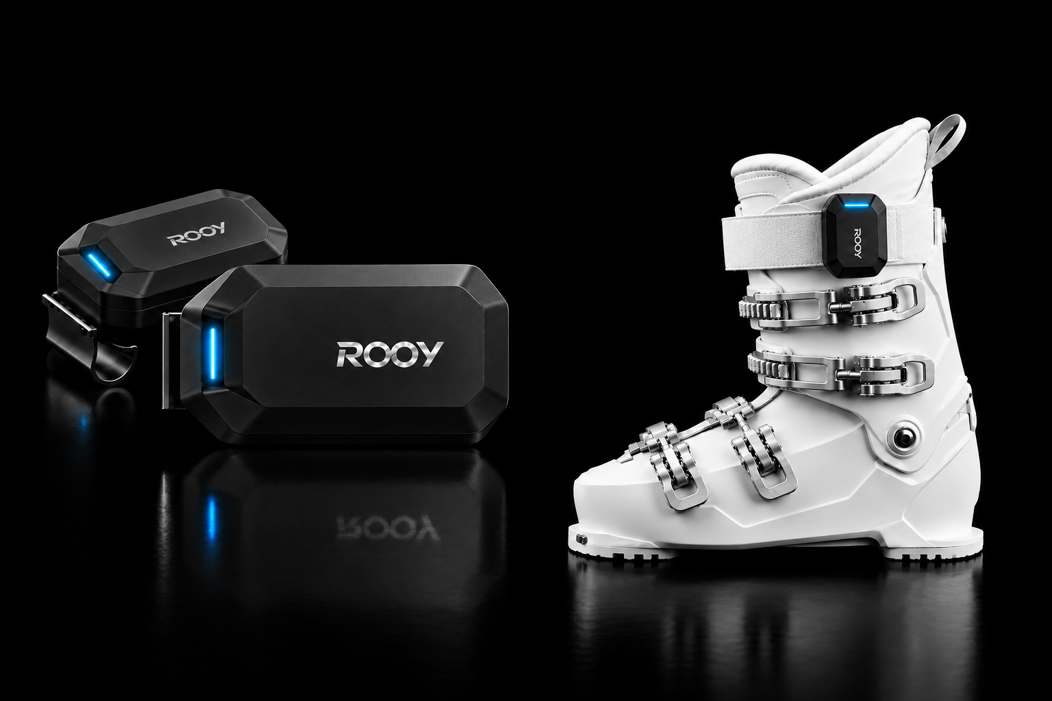 ROOY 传感器特写与雪鞋安装示意